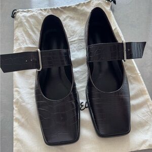 Tony Bianco Black Croc-Patterned Flats